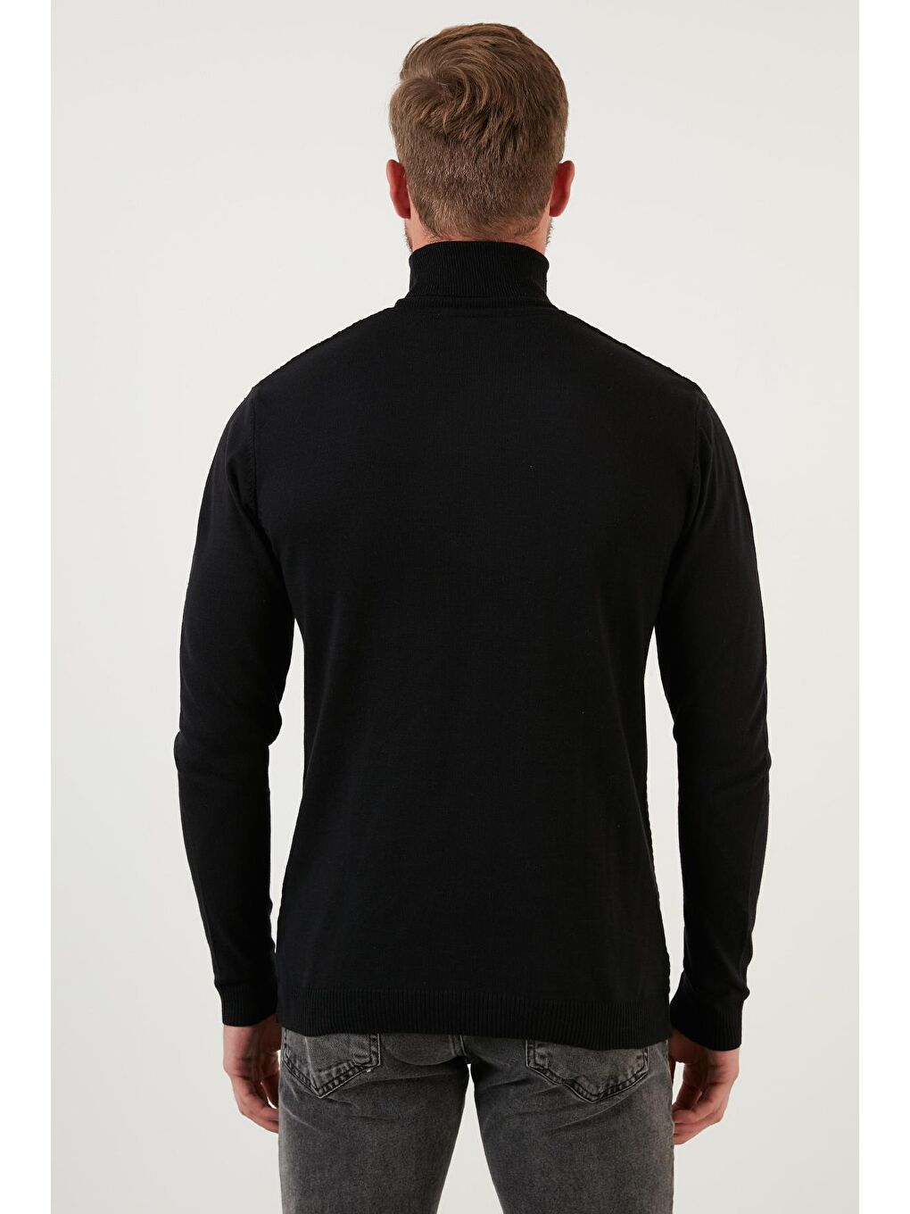 Siyah Regular Fit Balıkçı Yaka Pamuklu Triko Kazak 6353462-4