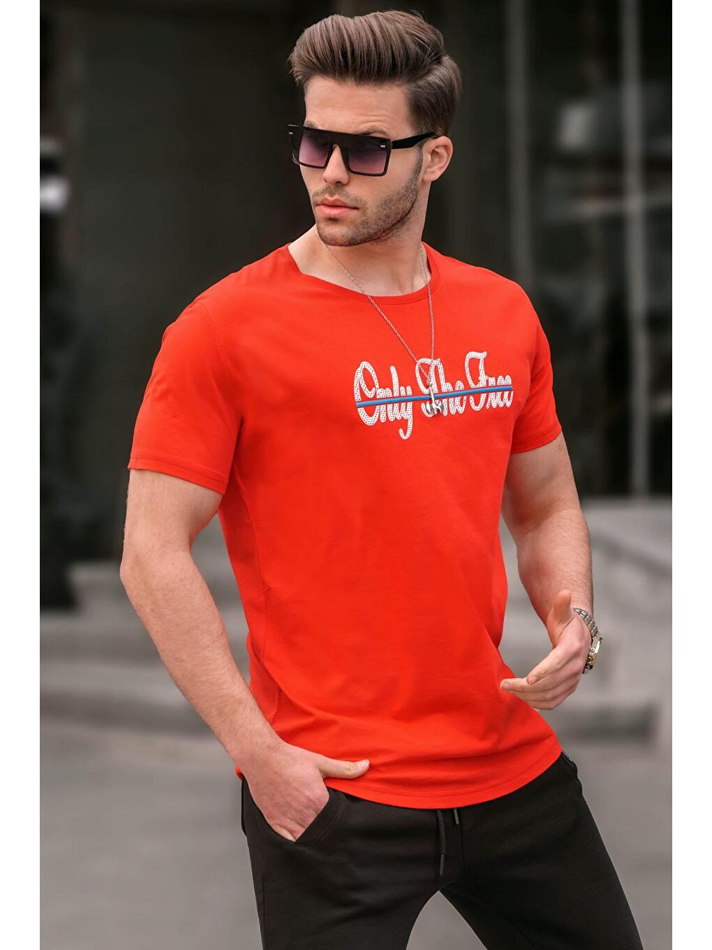 Baskılı Kırmızı Erkek Tişört 4541