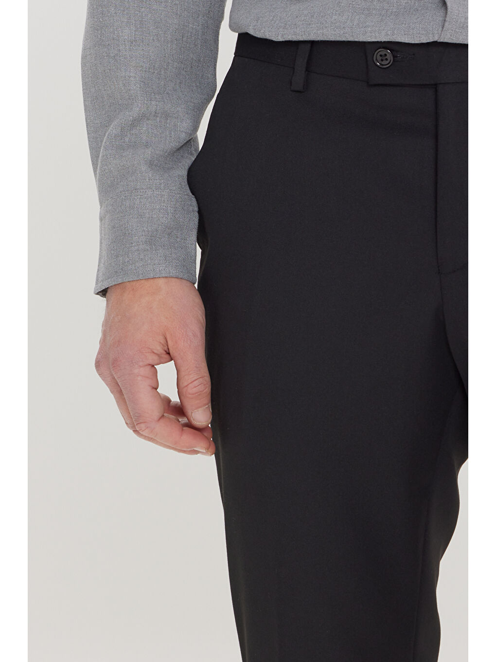 Erkek Siyah Slim Fit Dar Kesim Klasik Yan Cep Pantolon-10