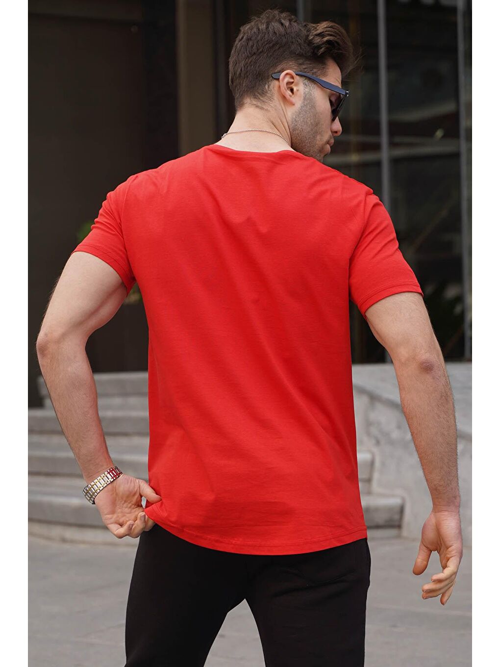 Baskılı Kırmızı Erkek Tişört 4541-1