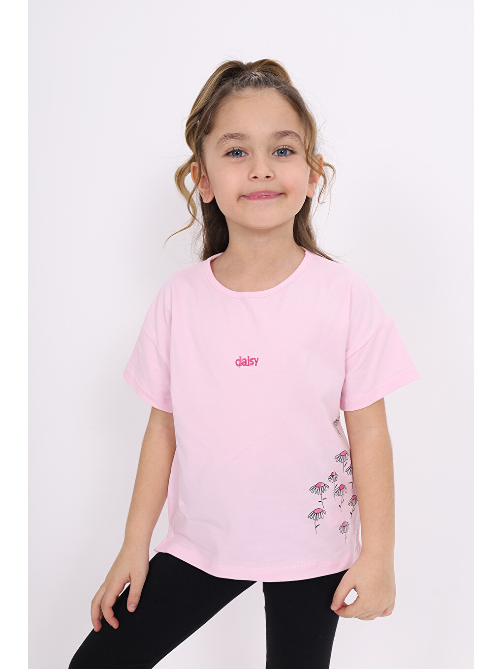 Pembe Kız Çocuk Nakışlı Tişört