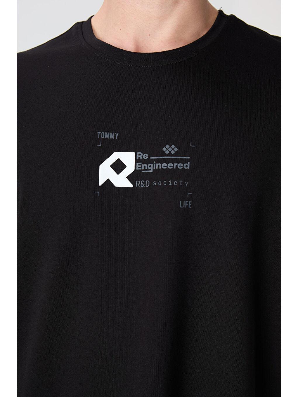 Siyah Pamuklu Kalın Yumuşak Dokulu Oversize Fit Baskılı Erkek Tişört - 88350-2