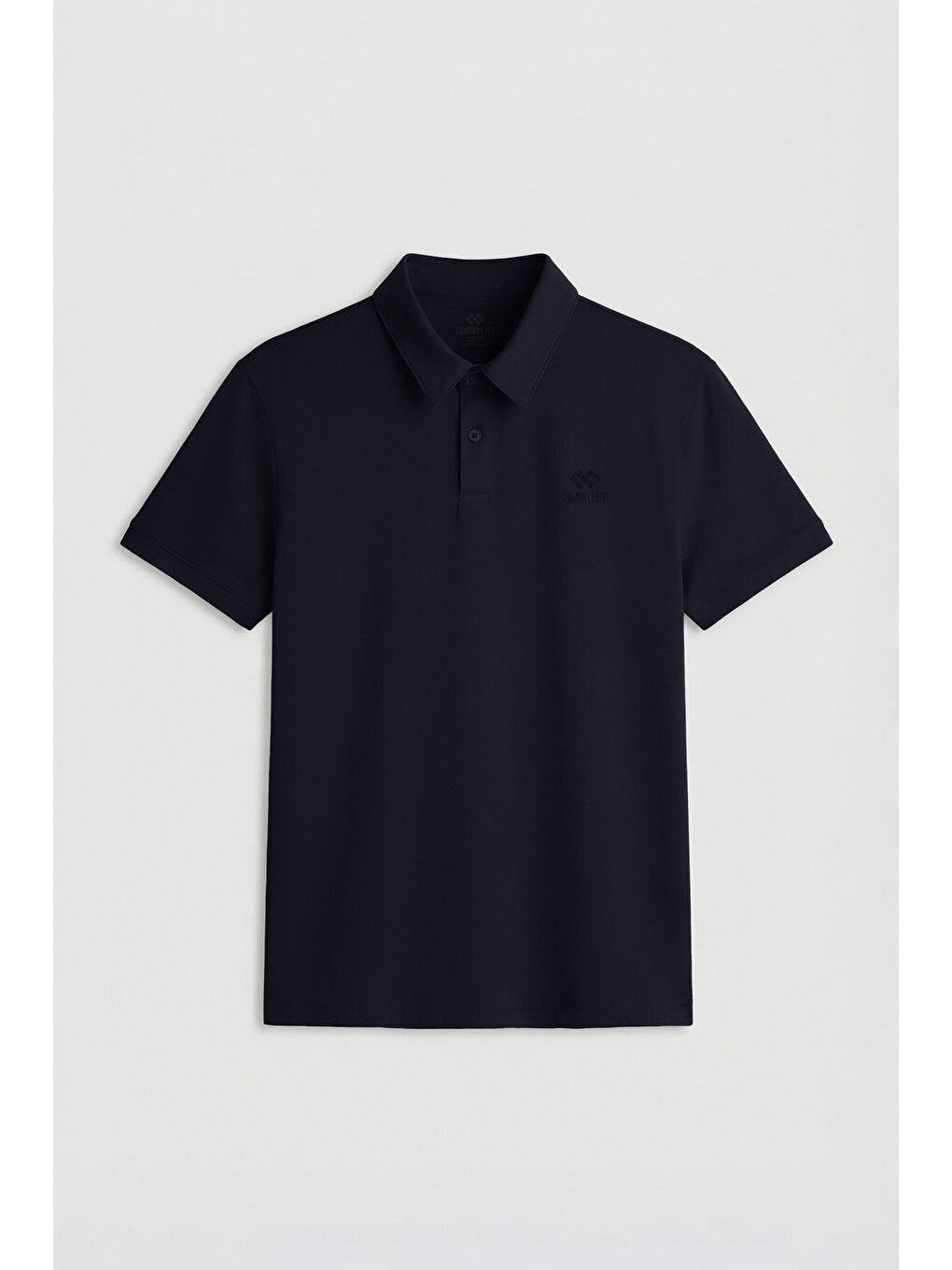 Lacivert Basic Logolu Standart Kalıp Triko Polo Yaka Erkek Tişört - 87748