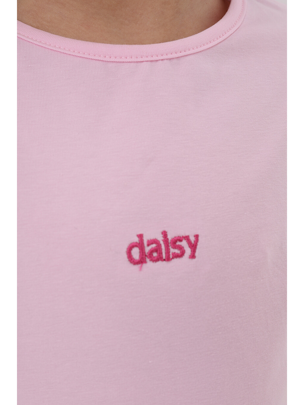 Pembe Kız Çocuk Nakışlı Tişört-4