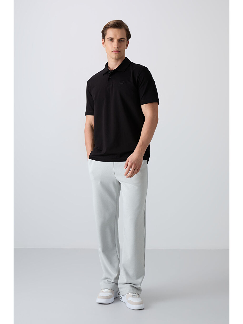 Siyah Pamuklu Kalın Yumuşak Dokulu Standart Fit Basic Polo Yaka Erkek Tişört - 88348-1