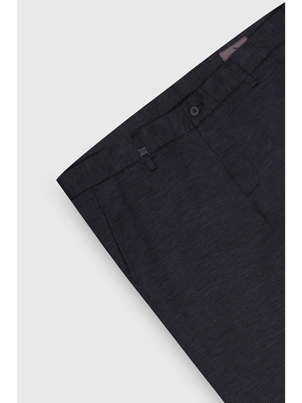 Erkek Lacivert Yünlü Slim Fit Dar Kesim Desenli Yan Cep Pantolon-7