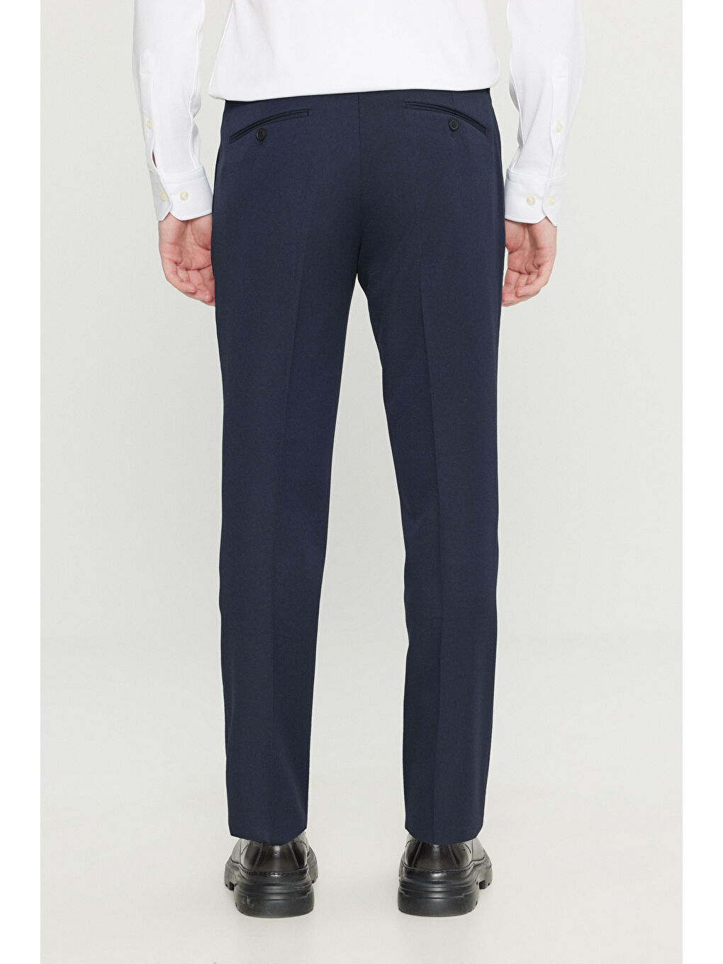 Erkek Lacivert Slim Fit Dar Kesim Klasik Yan Cep Pantolon-5