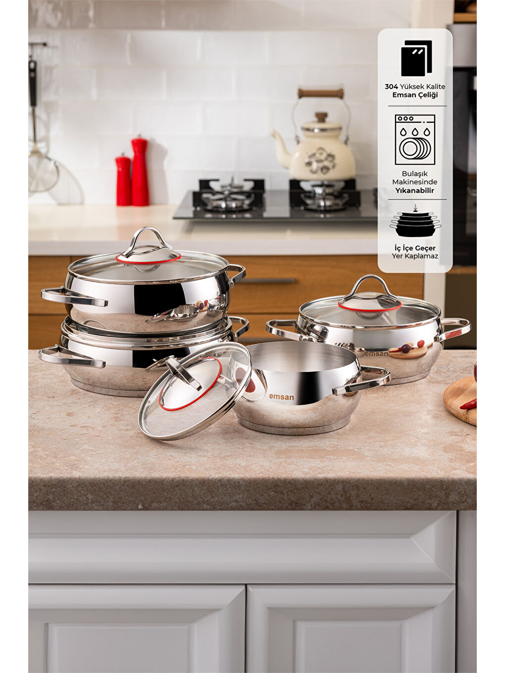 Gri Seylan Tencere Seti 8 Parça