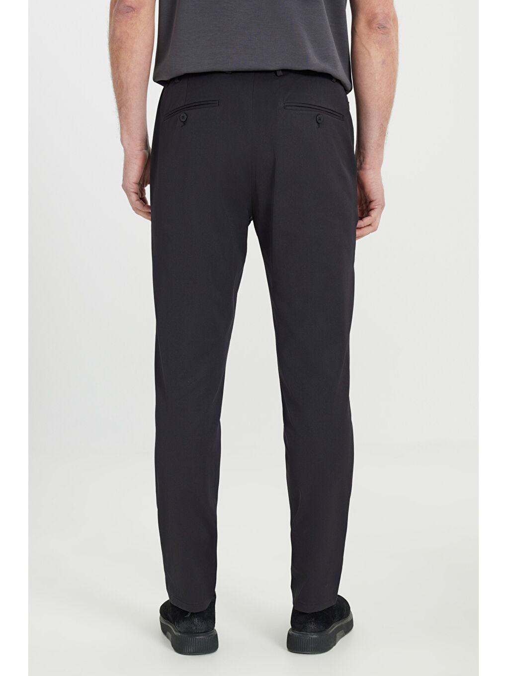 Erkek Siyah Slim Fit Dar Kesim Yan Cep Casual Pantolon-5