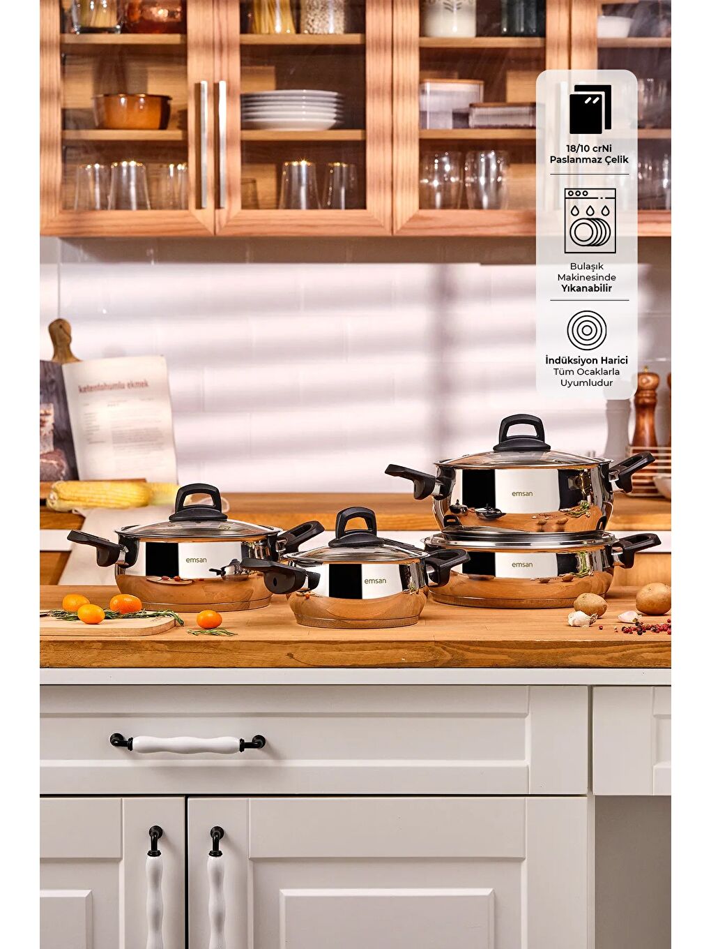 Gri Aren 8 Parça Tencere Seti Çelik