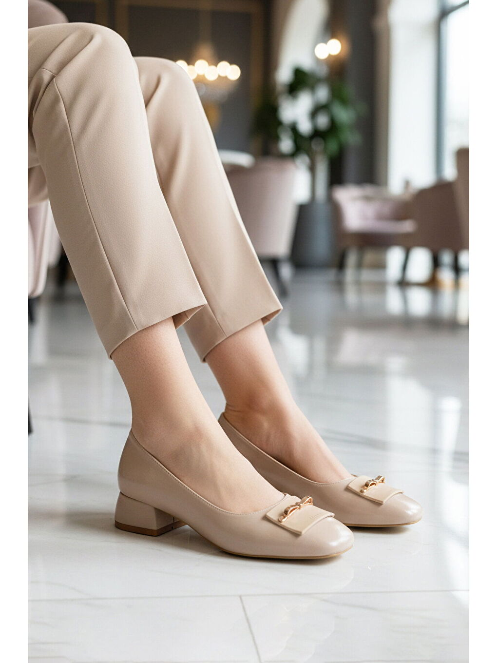 Bej Geniş Kalıp Kadın Topuklu Abiye Ayakkabı 608420 Z-2