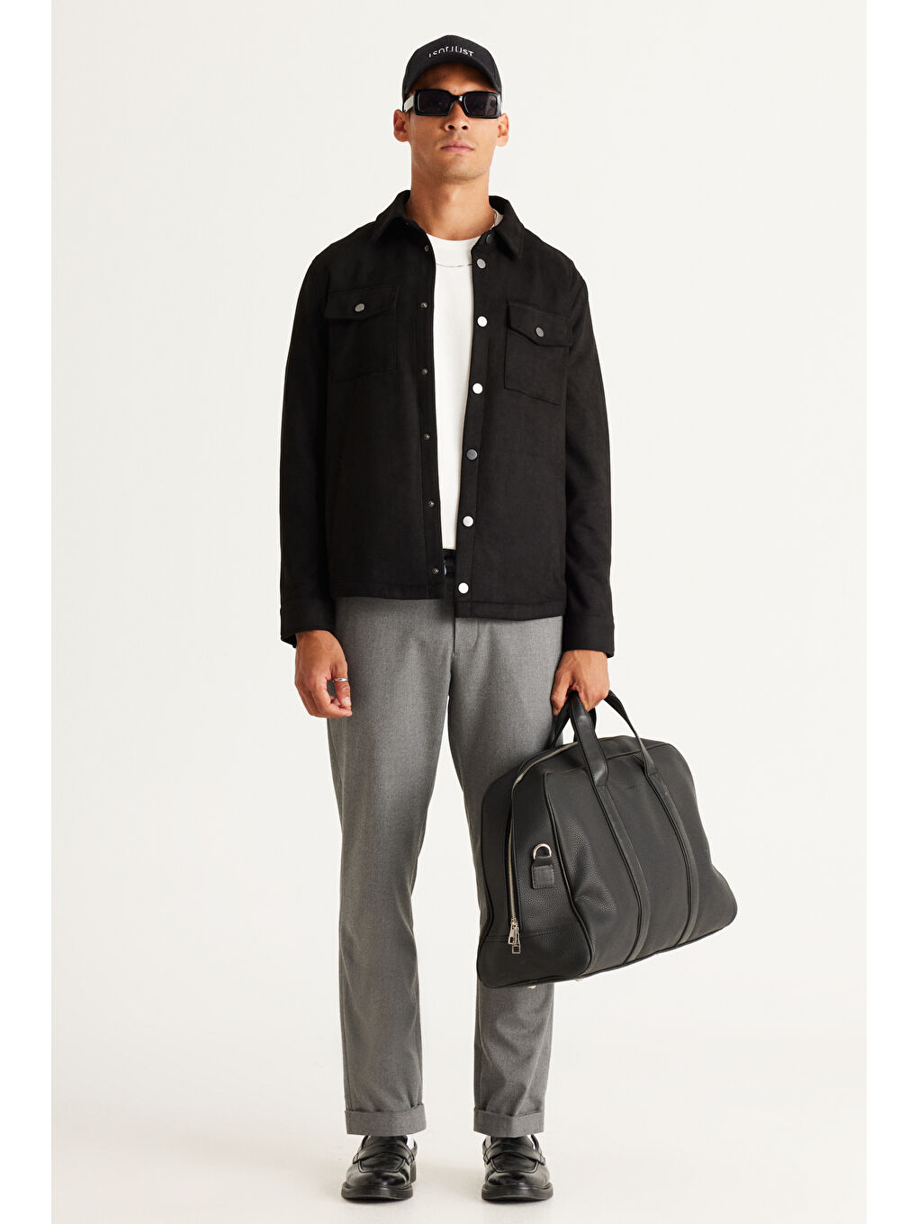 Erkek Gri Slim Fit Dar Kesim Beli Bağlamalı Desenli Esnek Pantolon-5