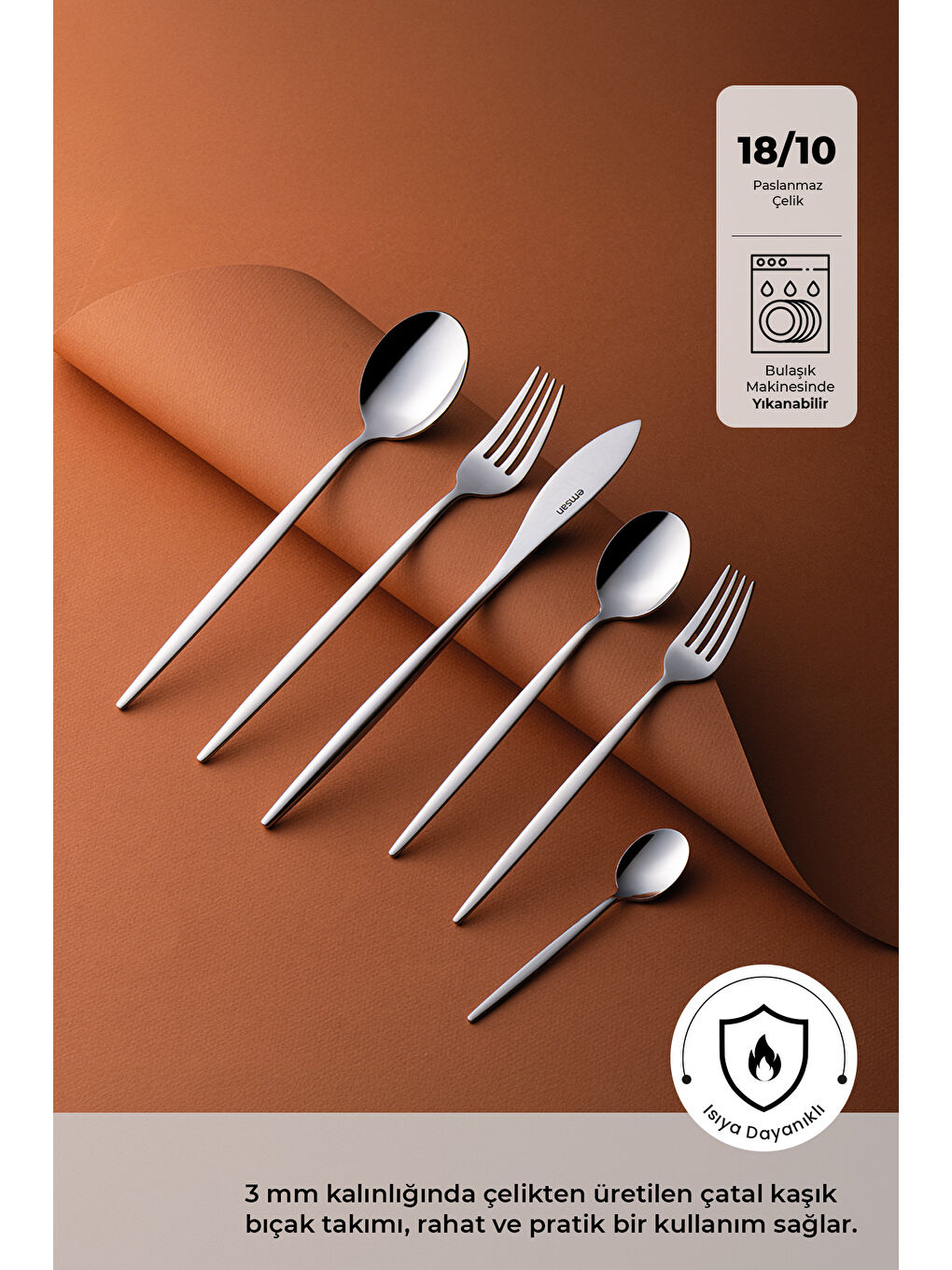 Gri Hera 72 Parça 12 Kişilik Çatal Kaşık Bıçak Takımı Lüks Kutulu