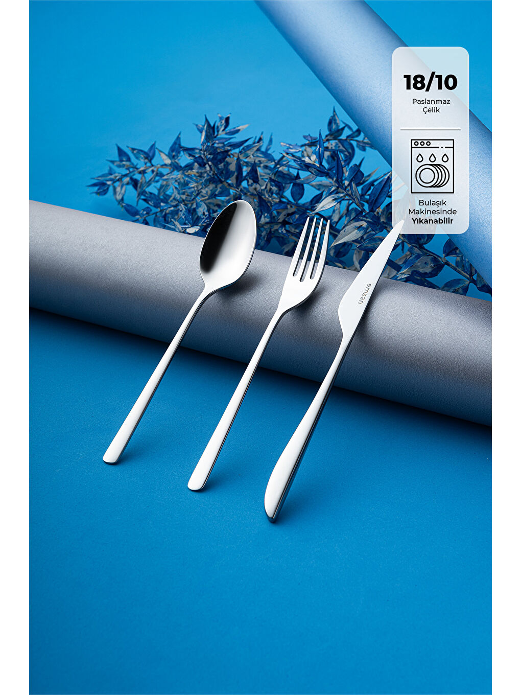 Gri Bello 18 Parça 6 Kişilik Tatlı Çatal Kaşık Bıçak Takımı