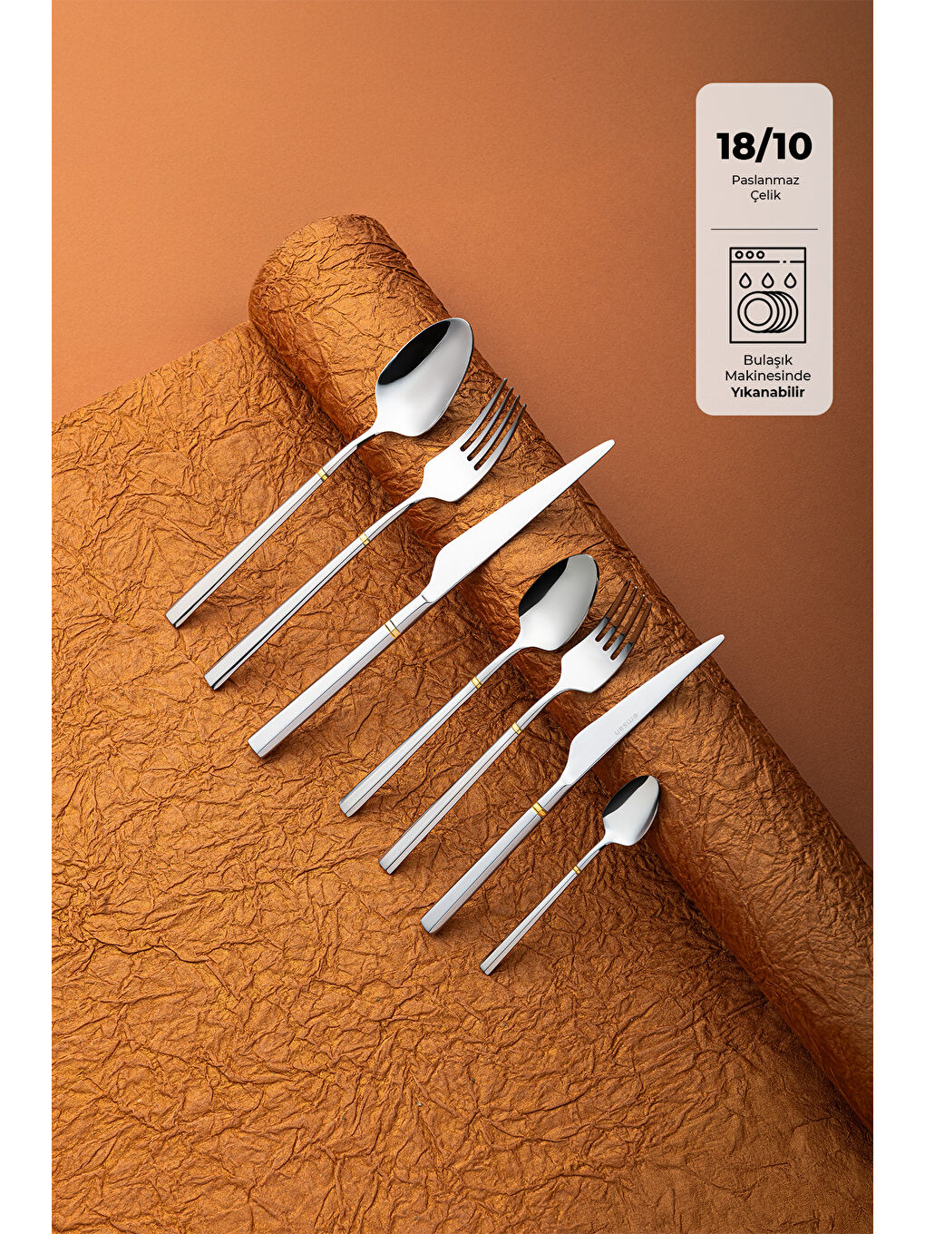 Gri Prime Penta Gold 84 12 Kişilik Parça Çatal Kaşık Bıçak Seti Lüks Kutulu