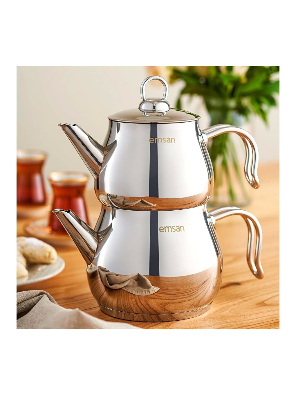 Gri Lina Midi Çaydanlık Takımı İnox 1 - 1.6 Lt