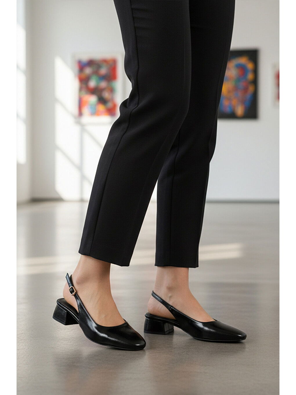 Siyah Geniş Kalıp Kadın Topuklu Abiye Ayakkabı 608422 Z-2