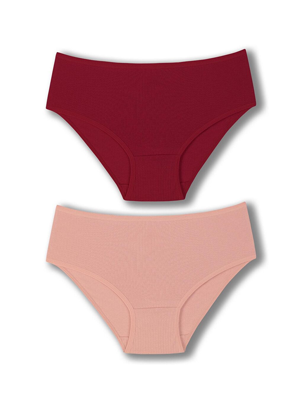 Bej Pamuklu Fitilli Yüksek Bel Büyük Beden Kadın Külot 2'li