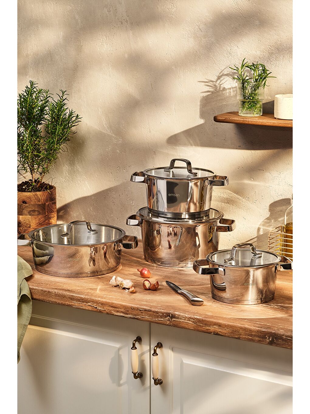 Gri Konik Çelik 8 Parça Tencere Seti