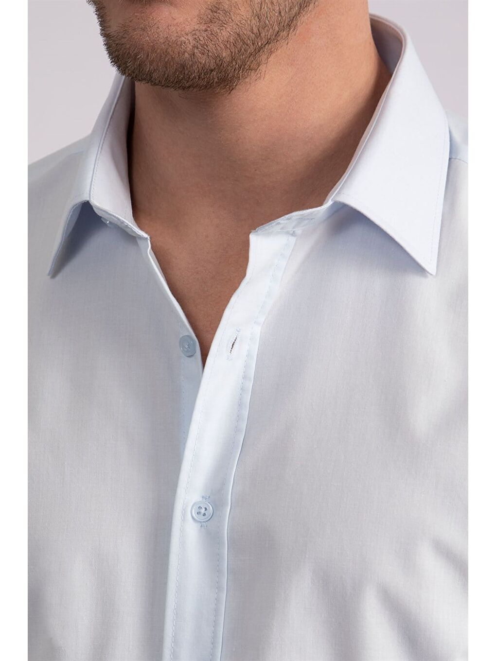 Modern Slim Fit Uzun Kollu Pamuklu Kolay Ütü Erkek Mavi Gömlek-2