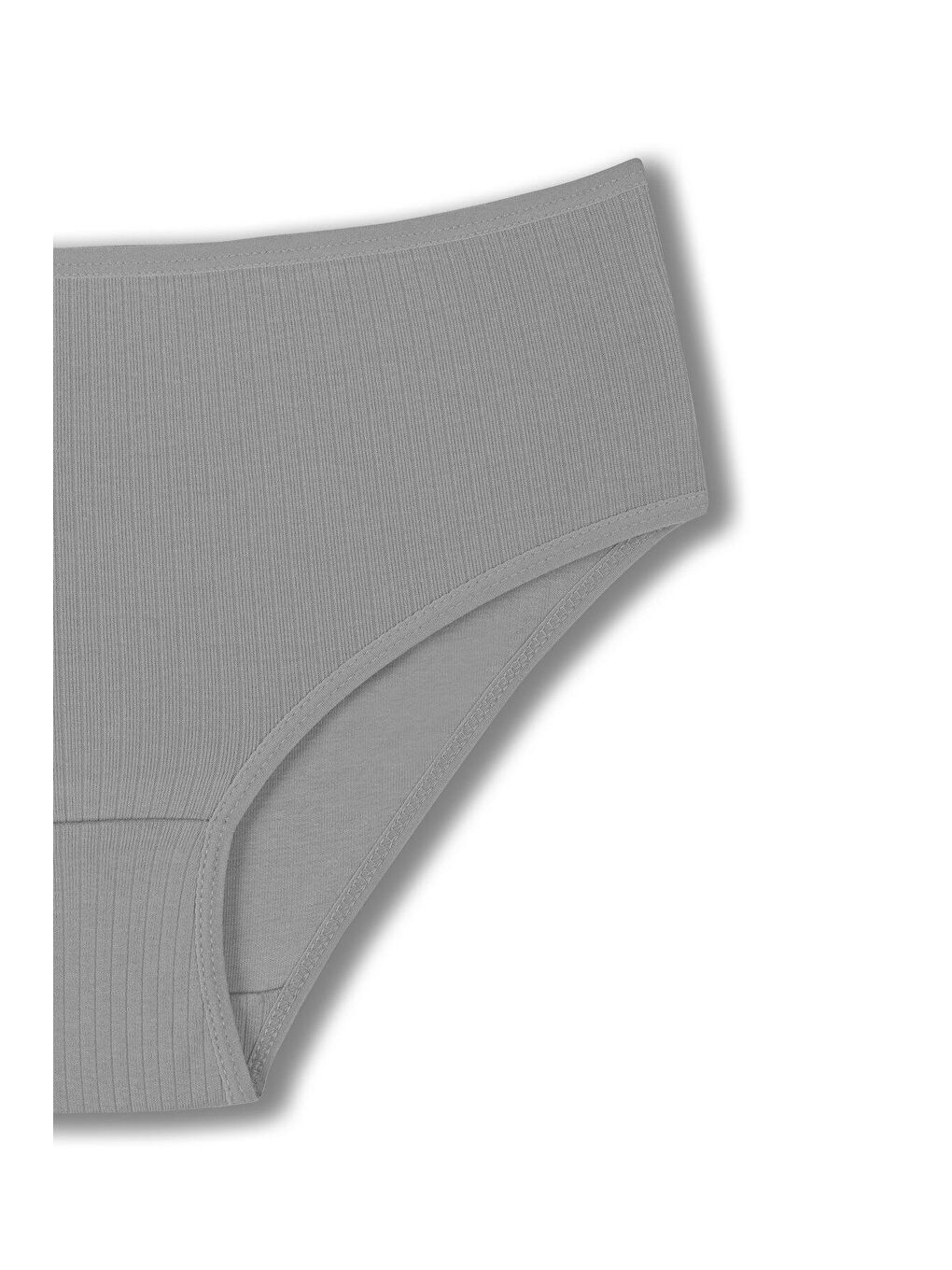 Gri Pamuklu Fitilli Yüksek Bel Büyük Beden Kadın Külot 2'li-3