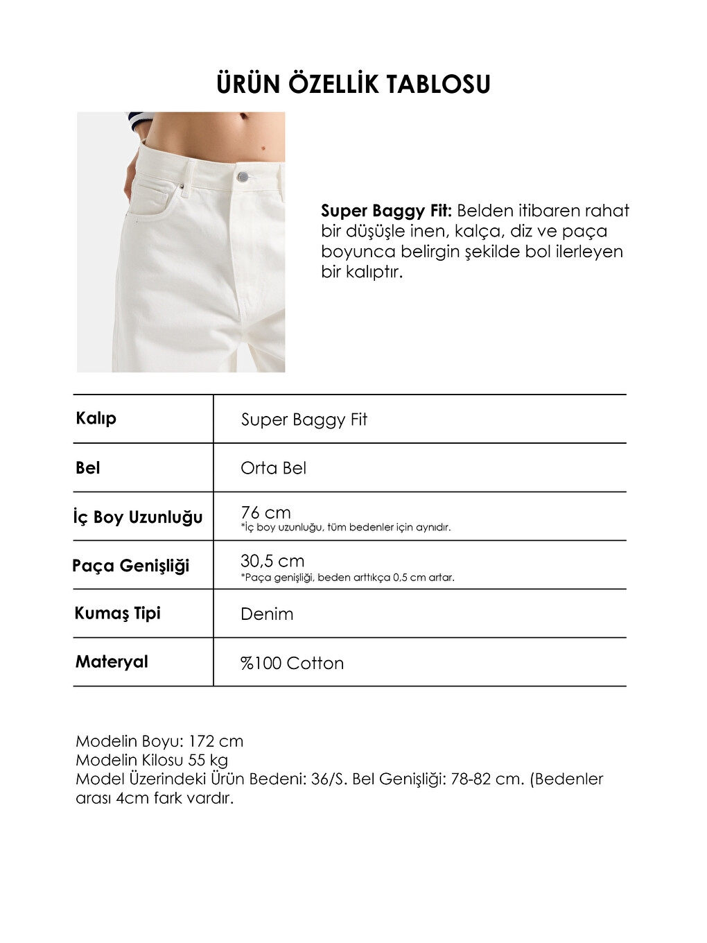 Kadın Kırık Beyaz 7s6-101 Süper Baggy Kalp Detaylı Özel Tasarım Denim Jean-5