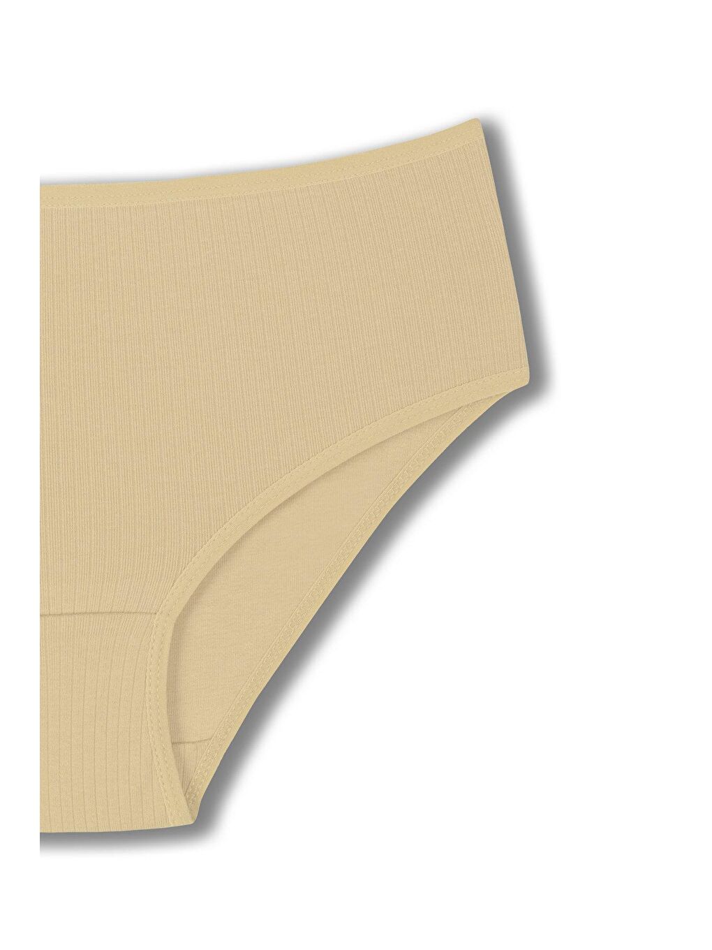 Bej Pamuklu Fitilli Yüksek Bel Büyük Beden Kadın Külot 2'li-4