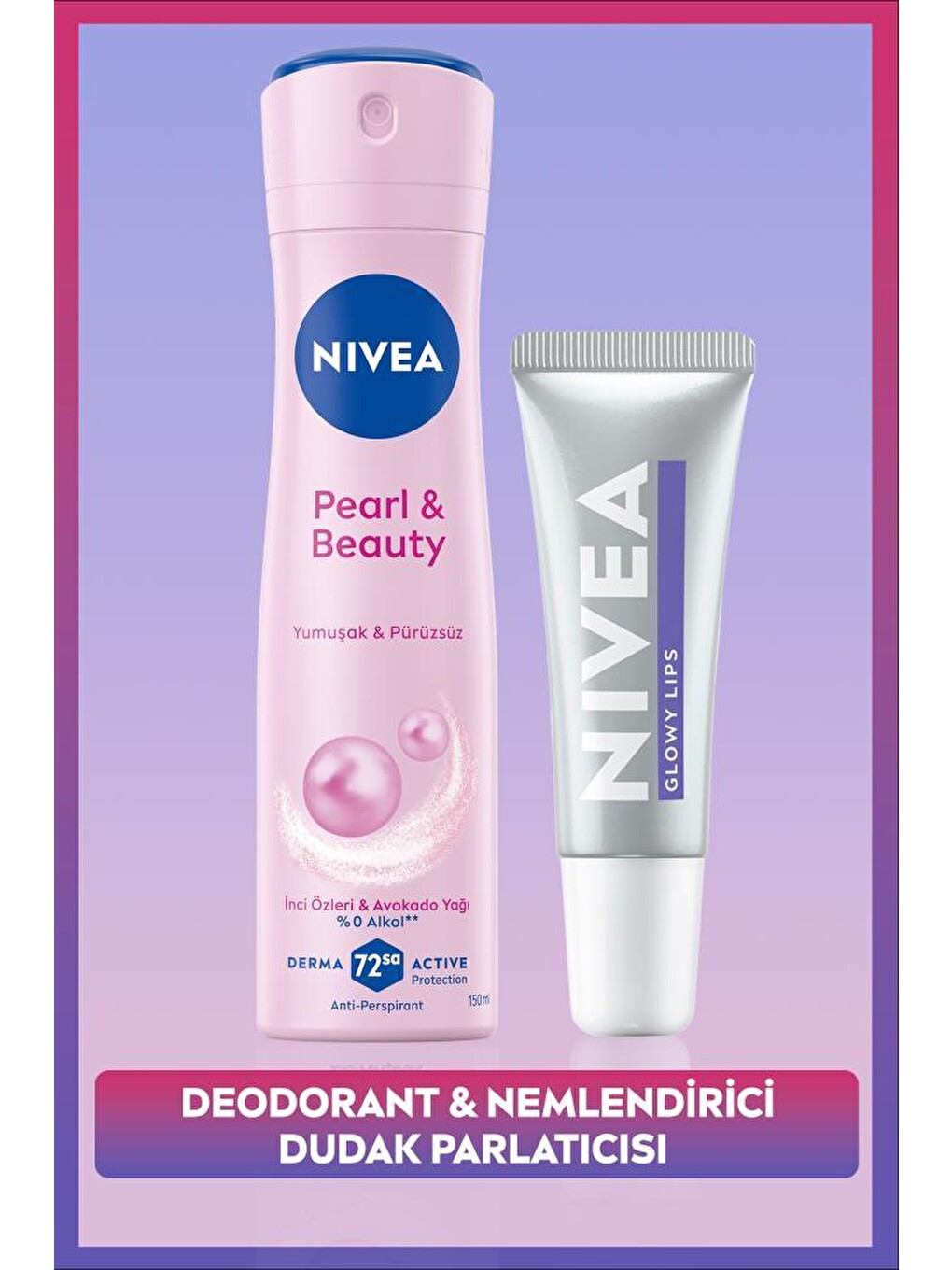 Kadın Sprey Deodorant Pearl&beauty 150ml Ve Glowy Lips Nemlendirici Dudak Parlatıcı, Hyaluronik Asit