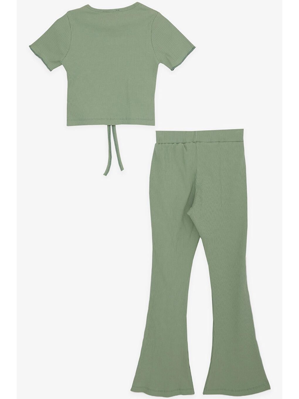 Turkuaz Kız Çocuk İspanyol Paça Taytlı Crop Takım Mint Yeşili (5-10 Yaş)-1