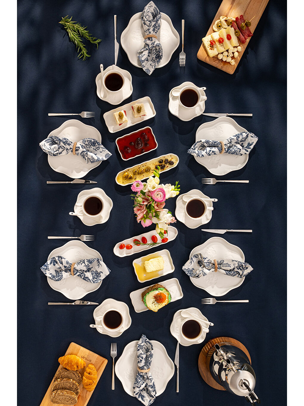 Beyaz Florist 30 Parça 6 Kişilik Porselen Kahvaltı Takımı