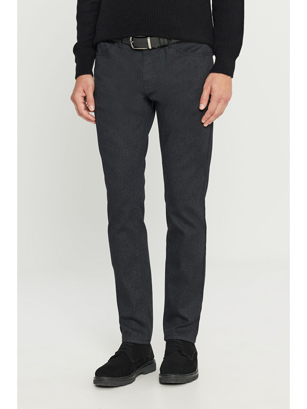 Erkek Siyah Pamuklu Slim Fit Dar Kesim 5 Cepli Esnek Casual Pantolon-1