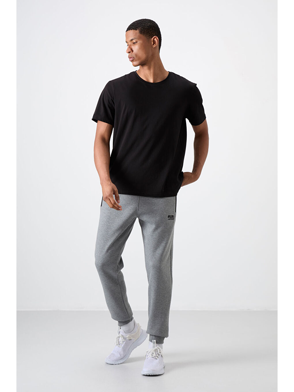 Cesar Gri Melanj Fermuar Cepli Şardonlu Jogger  Erkek Jogger Eşofman Altı - 84929-1