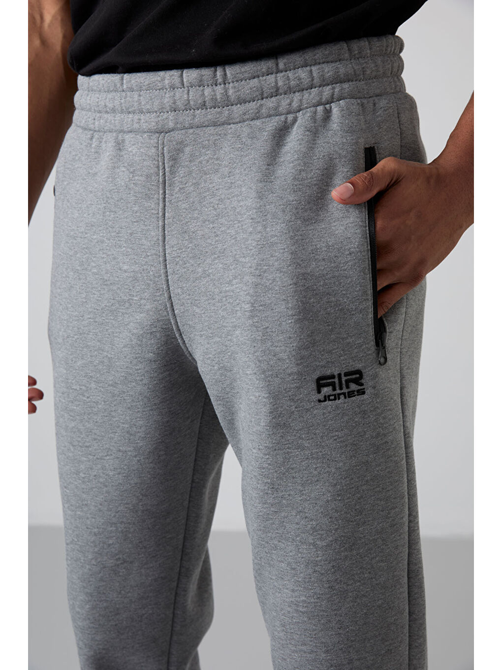 Cesar Gri Melanj Fermuar Cepli Şardonlu Jogger  Erkek Jogger Eşofman Altı - 84929-2