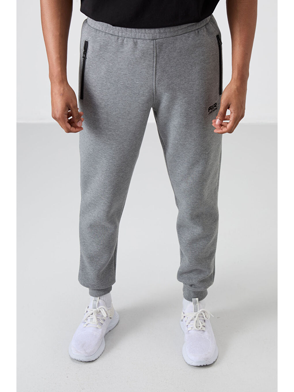 Cesar Gri Melanj Fermuar Cepli Şardonlu Jogger  Erkek Jogger Eşofman Altı - 84929-3