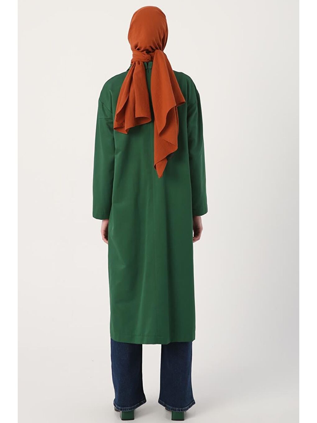 Yeşil Yakası Düğümlü Zincirli Uzun Tunik-3
