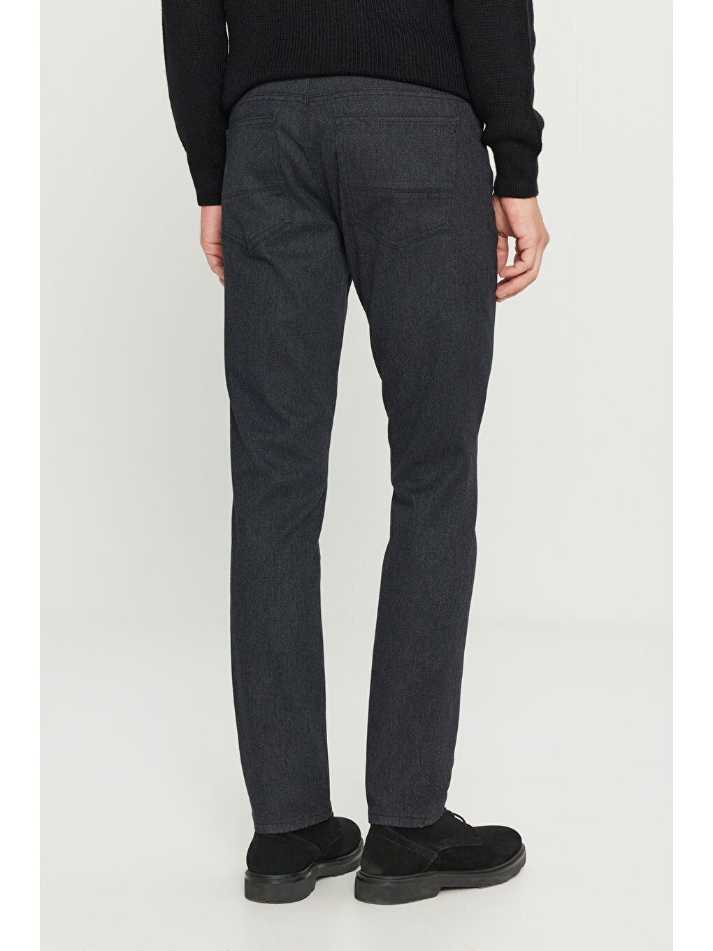 Erkek Siyah Pamuklu Slim Fit Dar Kesim 5 Cepli Esnek Casual Pantolon-5