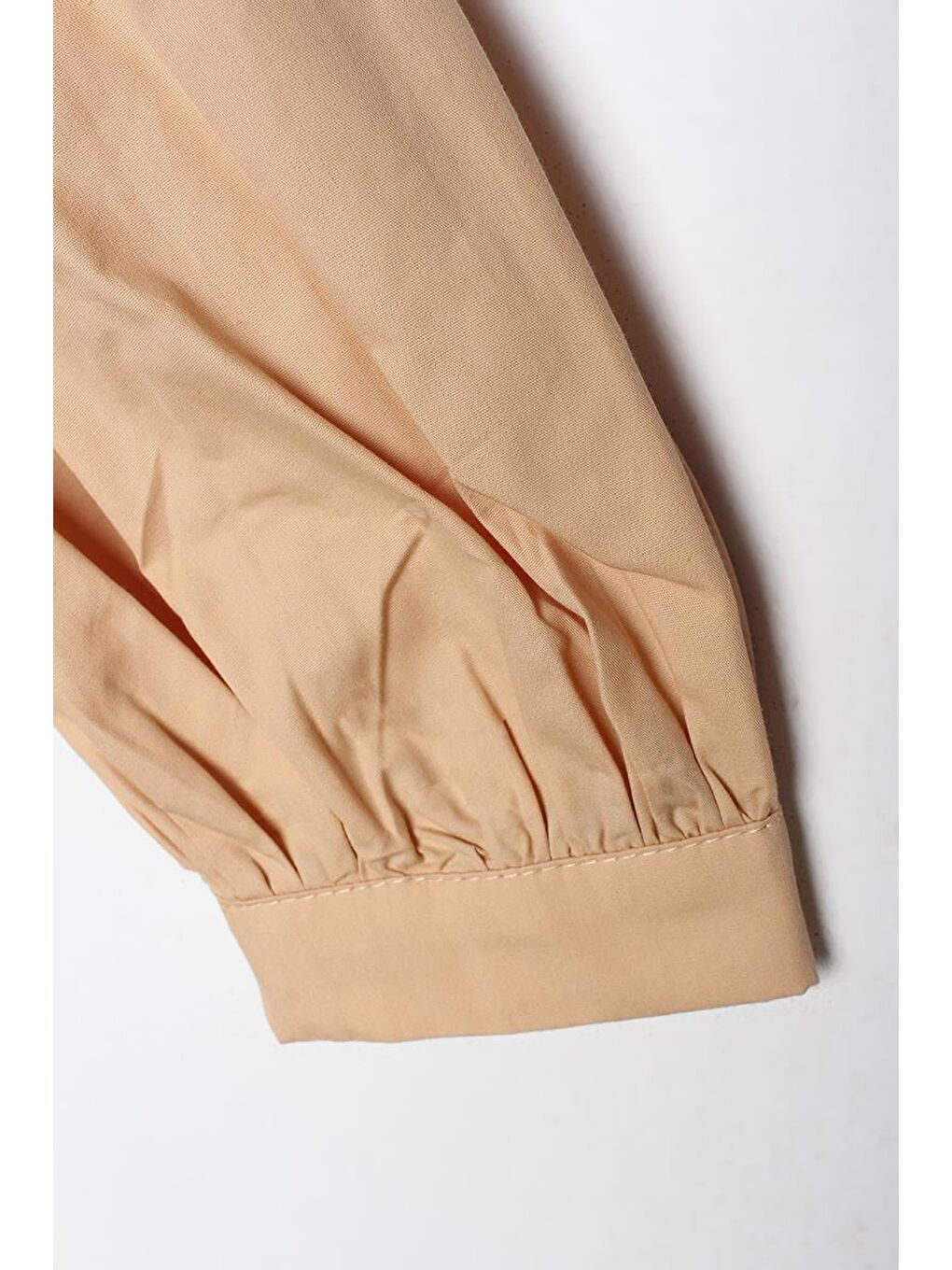 Bej Gömlek Yakalı Büzgü Detaylı Oversize Tunik-5