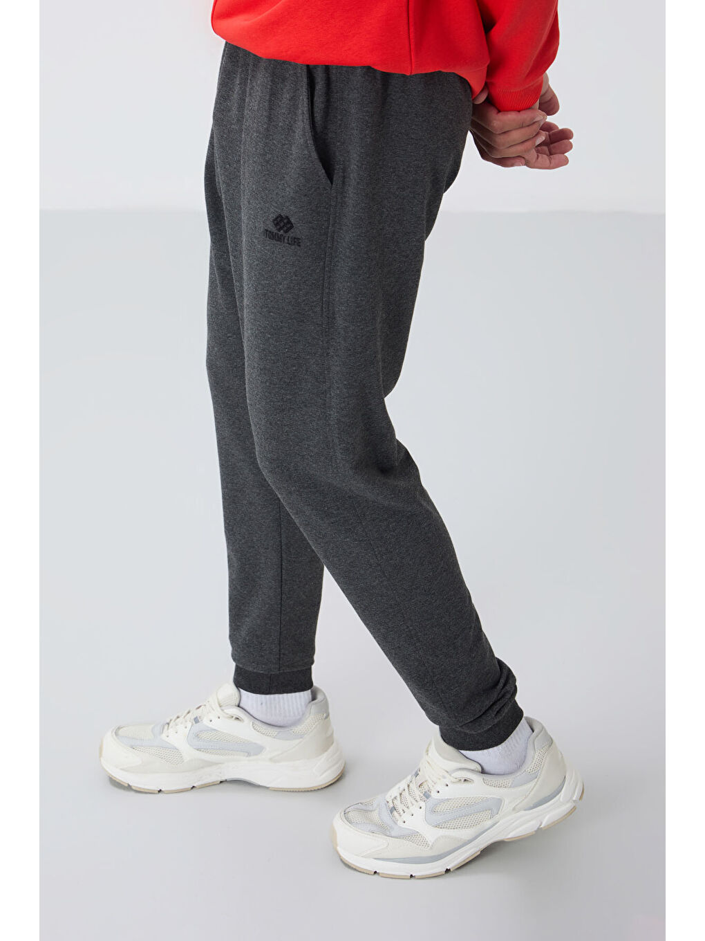 Antrasit Melanj Klasik Cepli Standart Kalıp Manşetli  Eşofman Alt - 84652-2