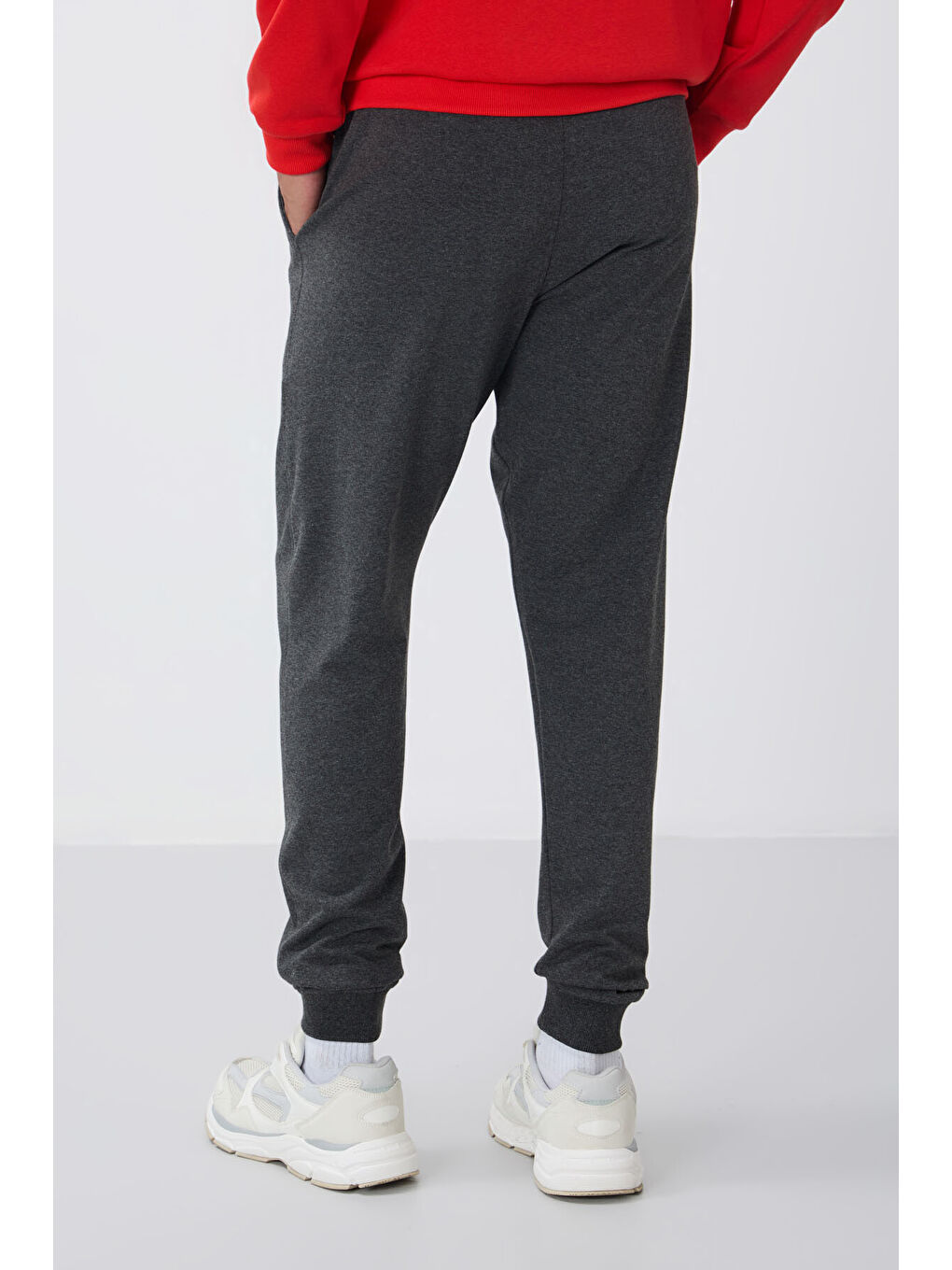 Antrasit Melanj Klasik Cepli Standart Kalıp Manşetli  Eşofman Alt - 84652-4