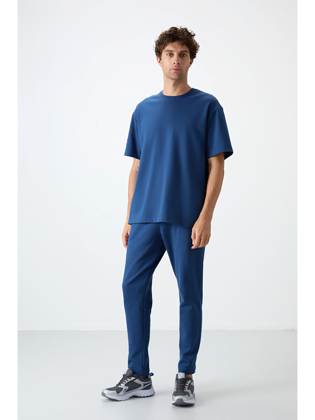 Lacivert Pamuklu Kalın Yumuşak Dokulu  Fit Basic Erkek Eşofman Takım