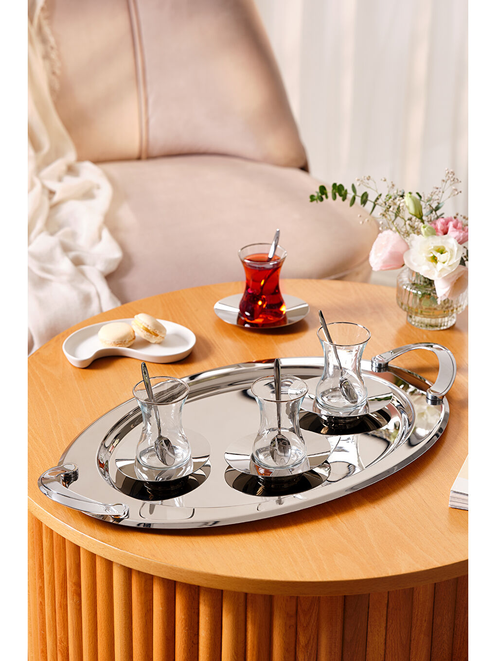 Gri Abbie 19 Parça Çay Seti 125 ml Platin