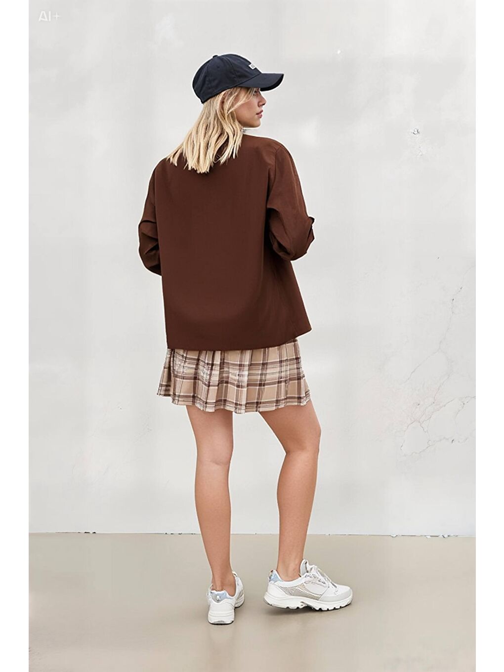 Kahverengi Kadın Çikolata Oversize Uzun Basic Gömlek Hzl22w-bd139001-3