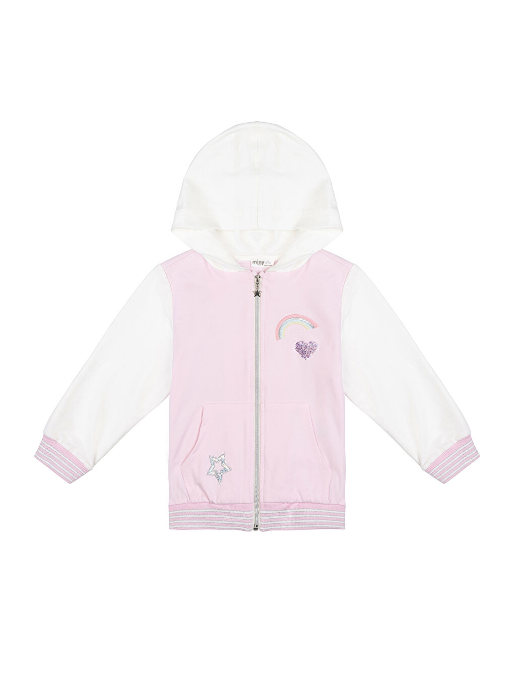 Kız Çocuk Kalp Baskılı Kapüşonlu Sweatshirt 2 Yaş-6 Yaş Pembe-1
