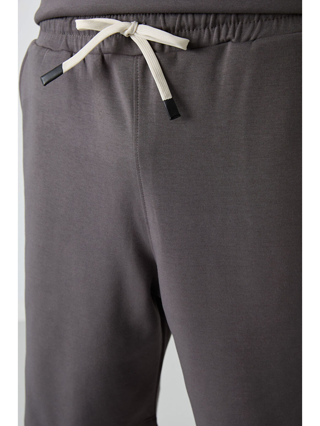 Koyu Gri Pamuklu Kalın Yumuşak Dokulu  Fit Basic Şortlu Takım - 85249-3