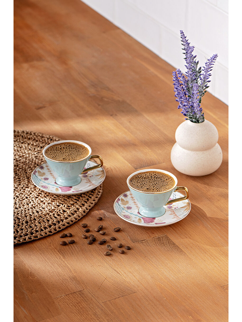 Beyaz Sally 2 Kişilik New Bone Kahve Fincan Takımı 80 ml