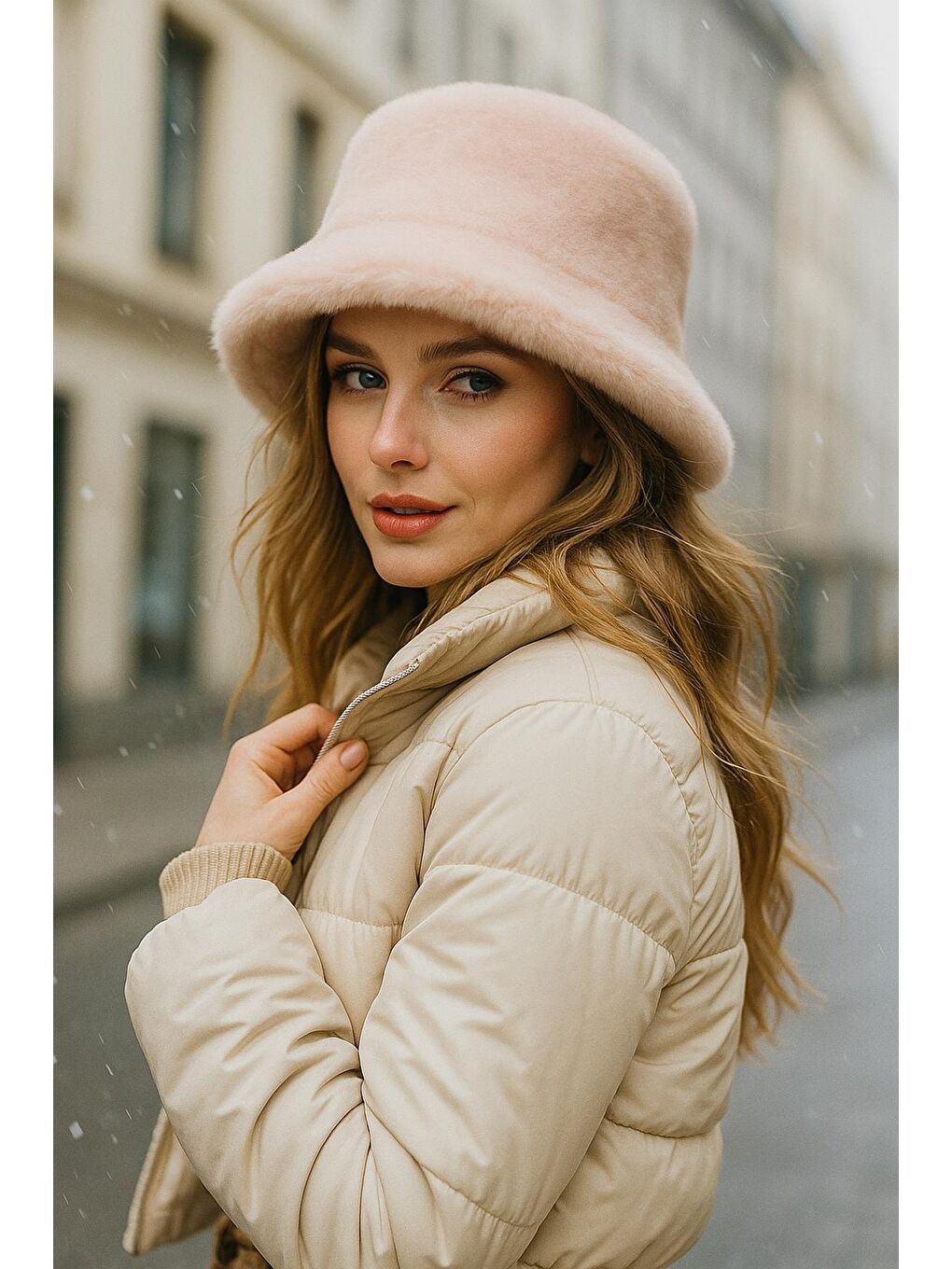 Pelüş Ayarlanabilir Pembe Bucket Kalpak Şapka-bere Spk1142-2