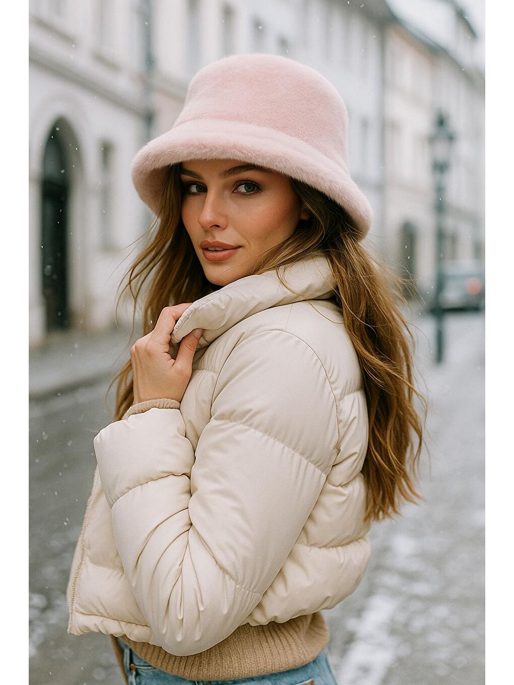 Pelüş Ayarlanabilir Pembe Bucket Kalpak Şapka-bere Spk1142-3