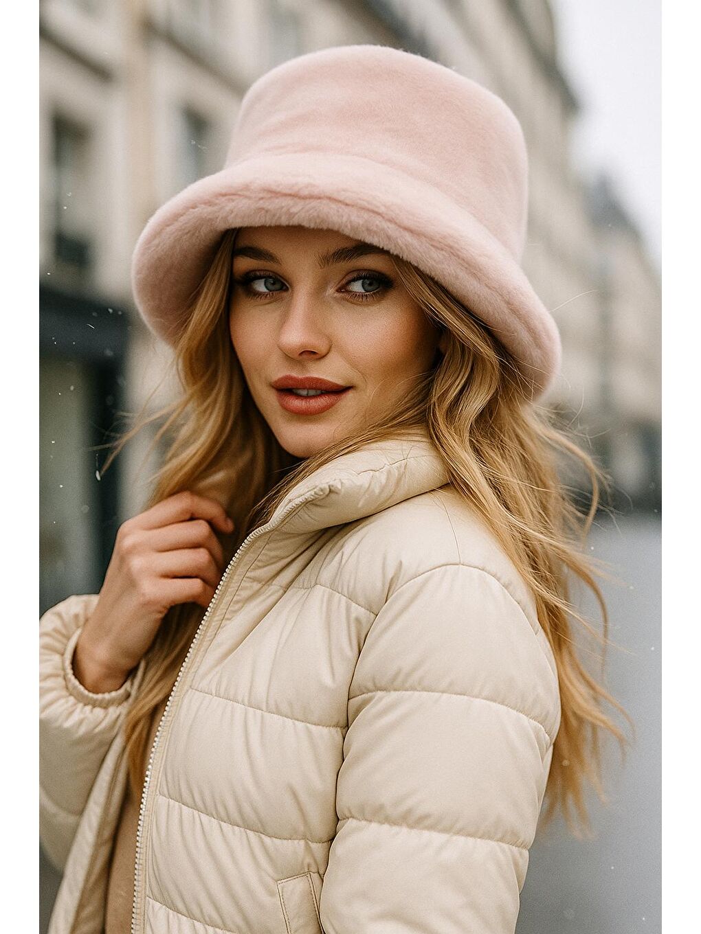 Pelüş Ayarlanabilir Pembe Bucket Kalpak Şapka-bere Spk1142-6