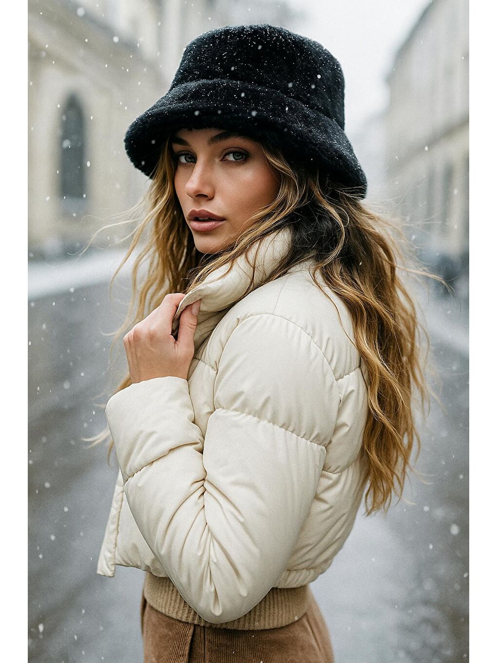 Pelüş Ayarlanabilir Siyah Bucket Kalpak Şapka Bere SPK1142-4