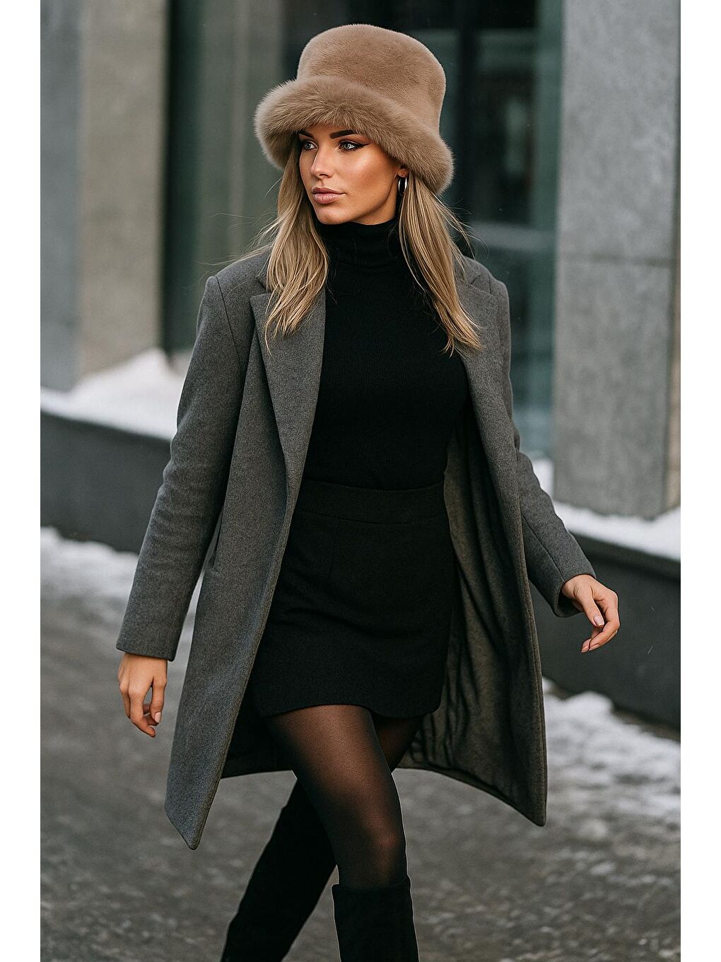 Bej Vizon Kalın Pelüş Kalpak Şapka   Bere Sıcak Tutan Dış Mekan Soğuktan Koruma Spk1143-1